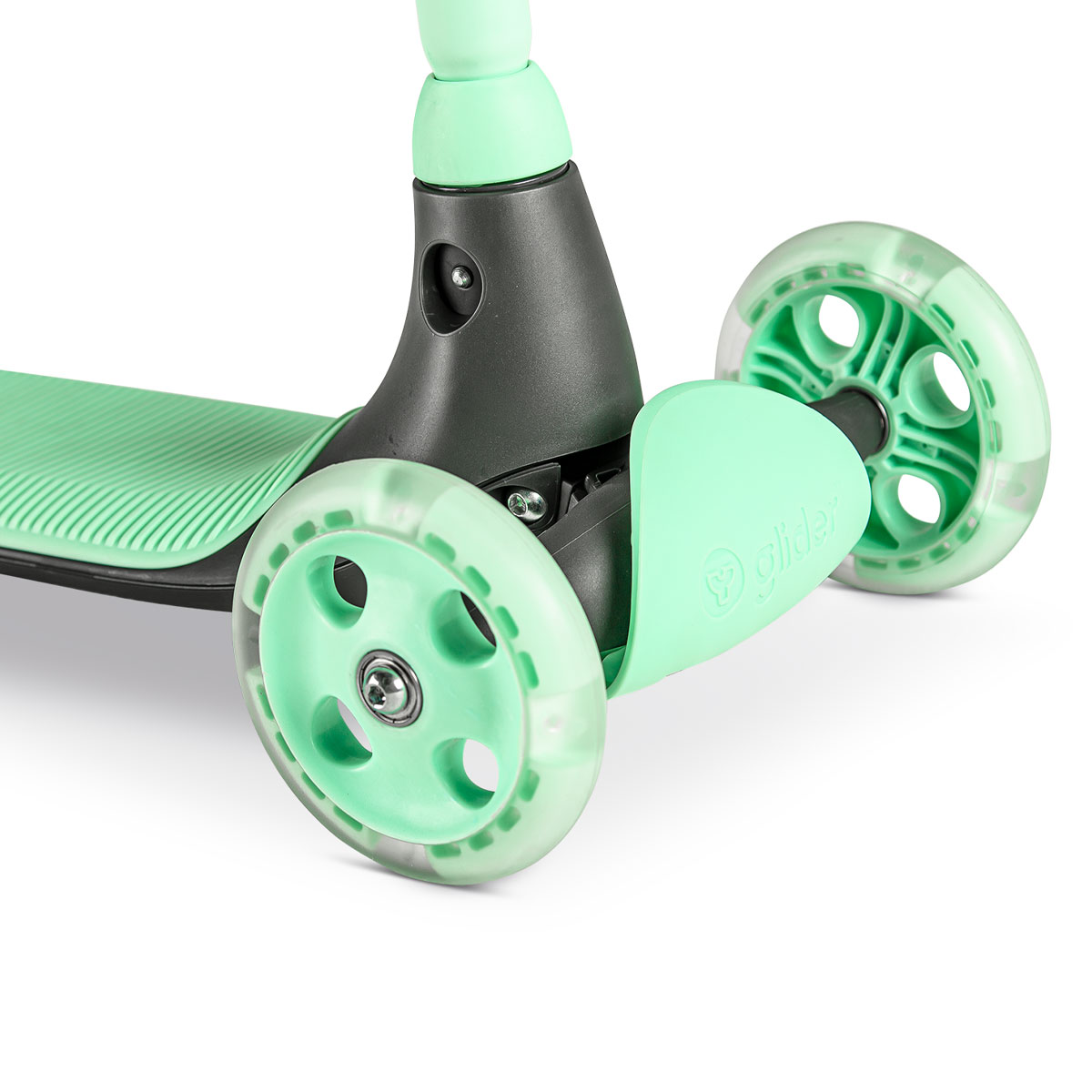 Самокат YVolution Y Glider Kiwi зелёный LED-подсветка  